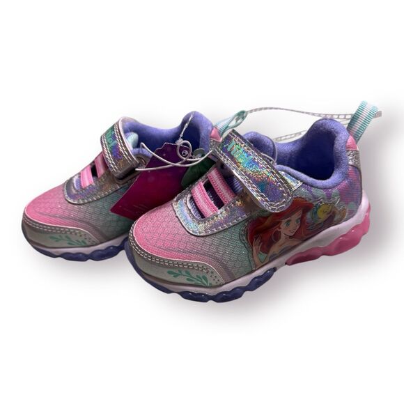 Disney Little Mermaid‎ Laceless Light Up Shoes Toddler Size 6 - Picture 2 of 6